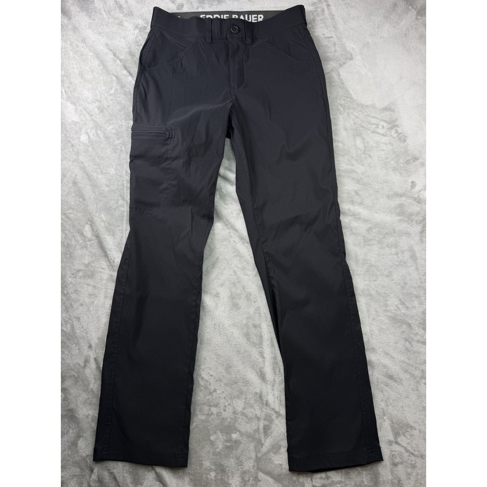 Eddie Bauer Rainier Tech Pants Mens‎ 32x32 Black Nylon Stretch Hiking Zip Pocket
